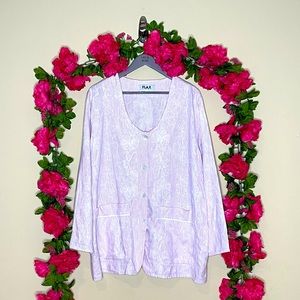 Flax Floral Embroidery & Striped Lagenlook Button Down Top